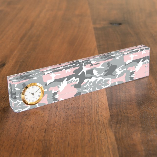 Porte-nom Pour Bureau Camouflage rose et gris, Militaire, Armée (Taille)