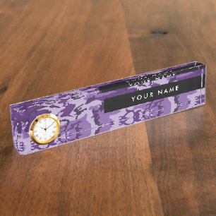 Porte-nom Pour Bureau Camouflage violet Votre nom Personnalisez