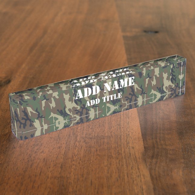 Porte-nom Pour Bureau Camouflage Woodland Motif militaire (Taille)