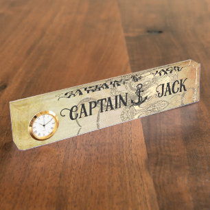 Porte-nom Pour Bureau Capitaine pirate personnalisée