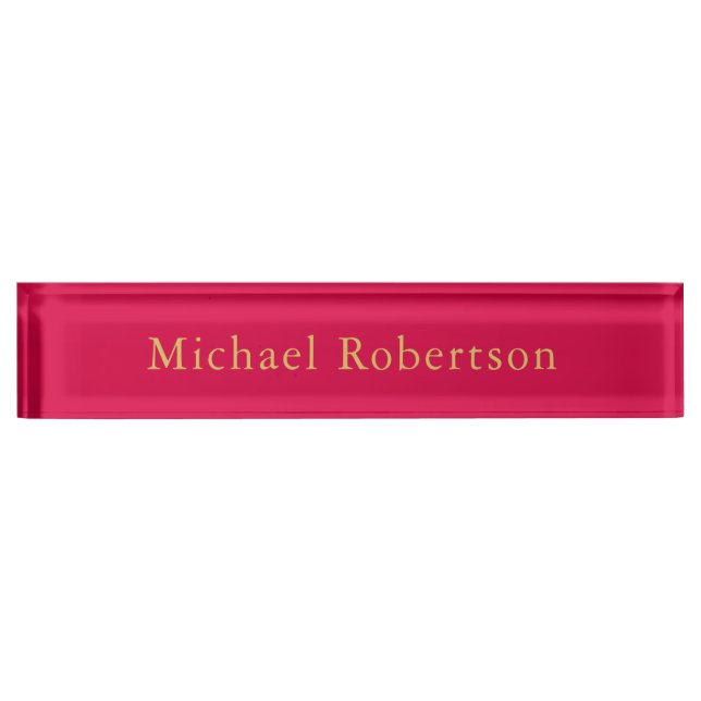 Porte-nom Pour Bureau Carmine Rouge or couleurs Professional tendance mo (Devant)