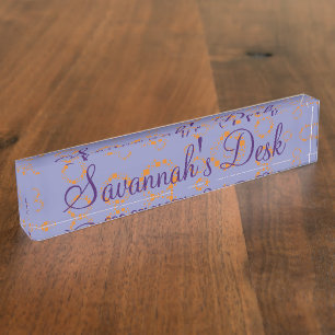Porte-nom Pour Bureau Carré orange pourpre Motif clair solide