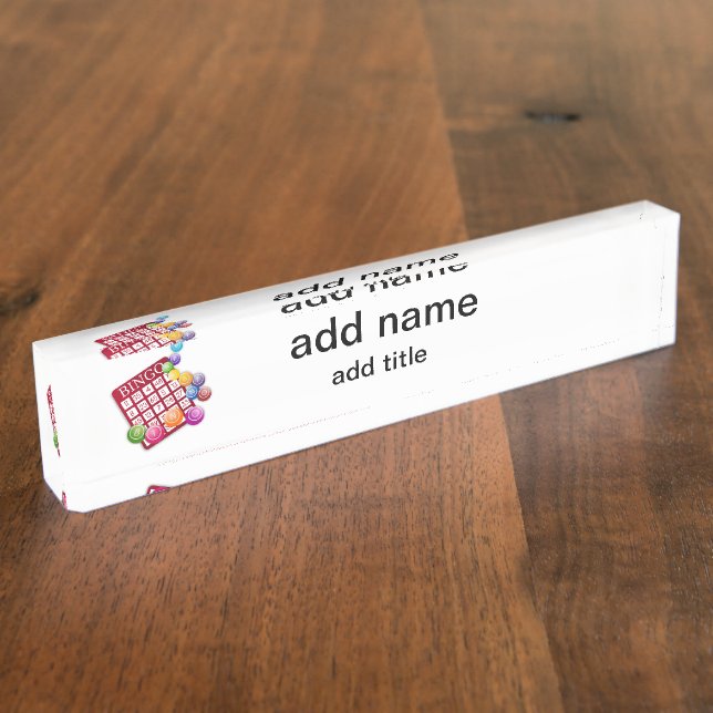 Porte-nom Pour Bureau Carte BINGO avec boules BINGO (Taille)
