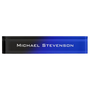 Porte-nom Pour Bureau Carte d'identité professionnelle moderne Black Blu