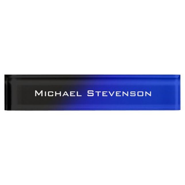 Porte-nom Pour Bureau Carte d'identité professionnelle moderne Black Blu (Devant)