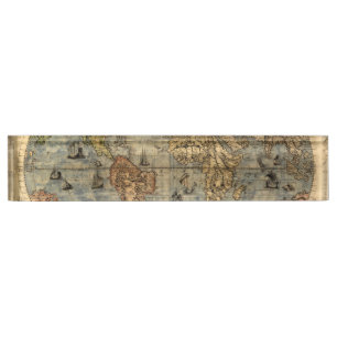 Porte-nom Pour Bureau Carte du monde Forlani Antiquev 1565 Renaissance
