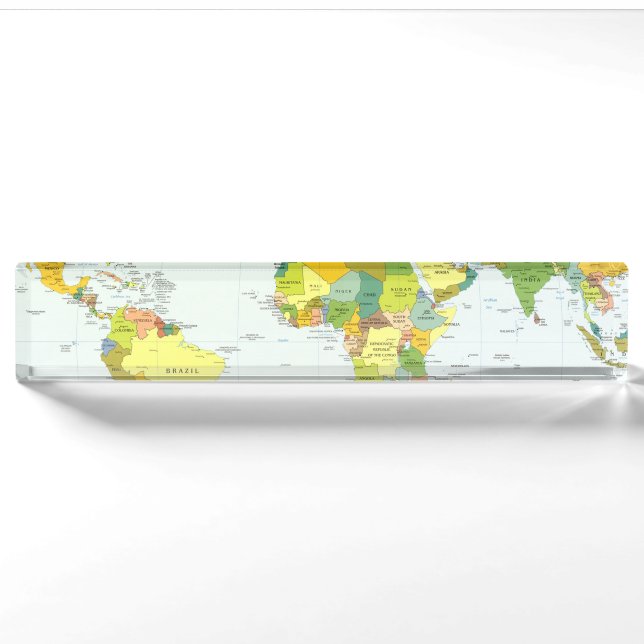 Porte-nom Pour Bureau Carte mondiale Globe Pays Atlas (Devant)