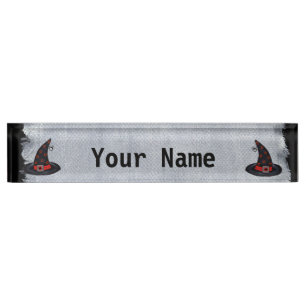 Porte-nom Pour Bureau Casquette de sorcière noire étoiles mignonne araig