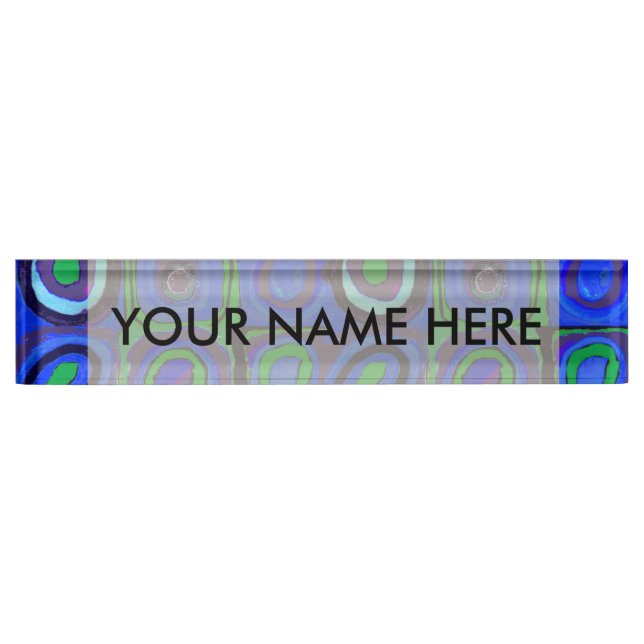 Porte-nom Pour Bureau Cercle Carré Kandinsky Farbstudie Blue Quadrate (Devant)