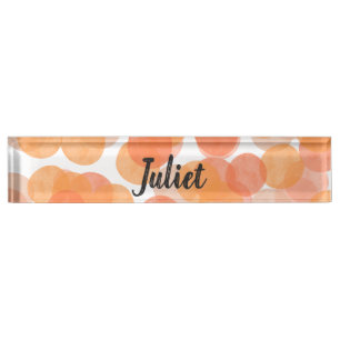 Porte-nom Pour Bureau Cercles d'aquarelle orange Motif géométrique moder
