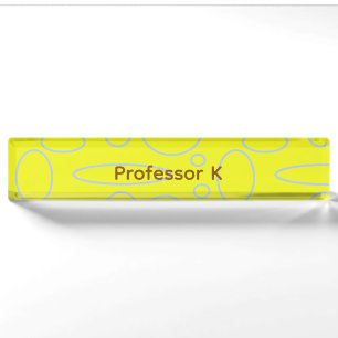 Porte-nom Pour Bureau Cercles et boucles jaunes du professeur