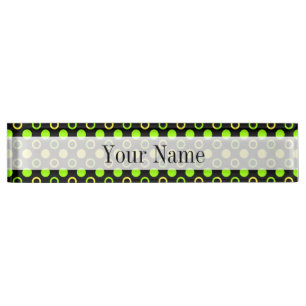 Porte-nom Pour Bureau Cercles et Pois de citron et de citron vert par ST