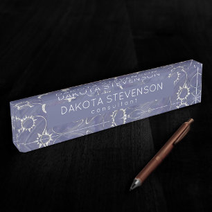 Porte-nom Pour Bureau Charming mystique Étoiles de lune d'argent Sun A