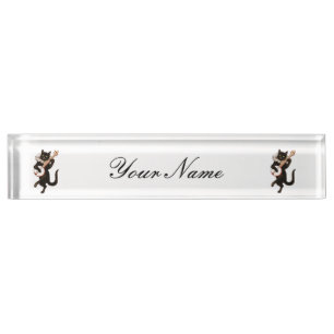 Porte-nom Pour Bureau Chat jouant le banjo Thunder_Cove
