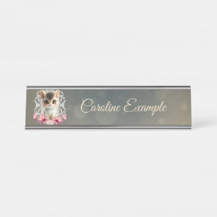 Porte-nom Pour Bureau Chaton envoûtant, moelleux