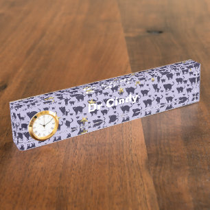 Porte-nom Pour Bureau Chats et Étoiles