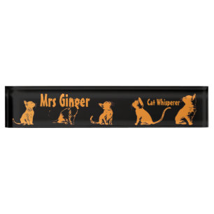 Porte-nom Pour Bureau chats orange