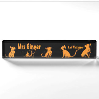 Porte-nom Pour Bureau chats orange
