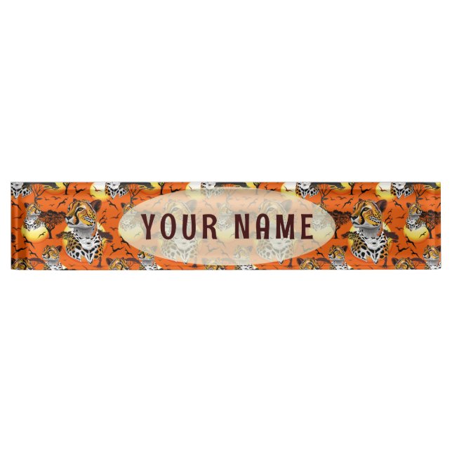 Porte-nom Pour Bureau Cheetah African Feline Wild Animal (Devant)