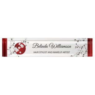 Porte-nom Pour Bureau Cherry Blossom japonais soleil levant