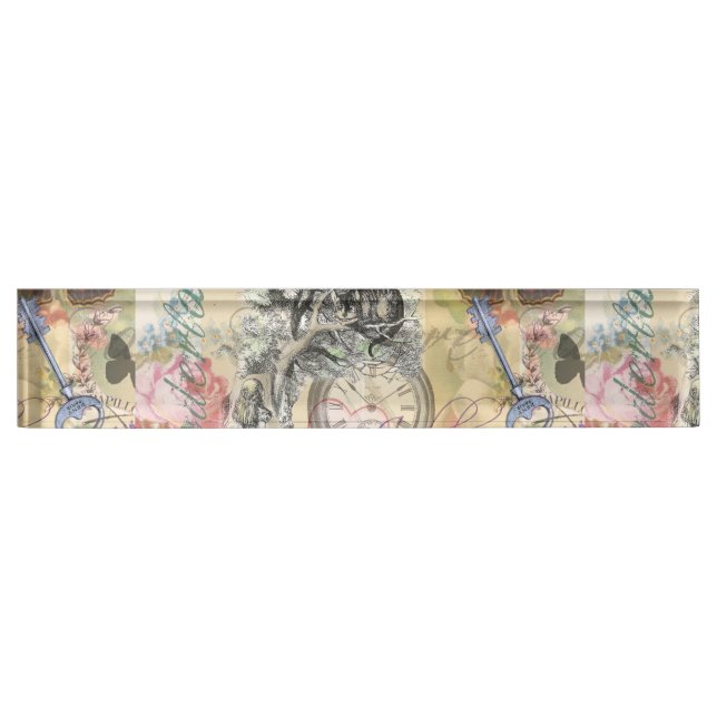 Porte-nom Pour Bureau Cheshire Chat Alice Wonderland Classic (Devant)