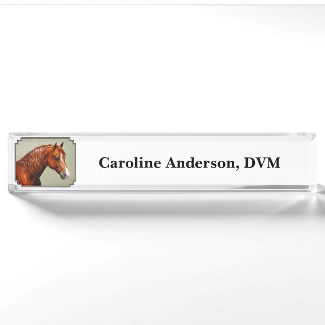 Porte-nom Pour Bureau Cheval de châtaignes Morgan (Devant)