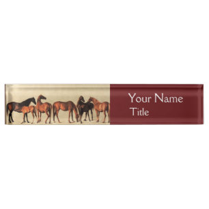 Porte-nom Pour Bureau CHEVAUX/MARES ET FOUS , Brown