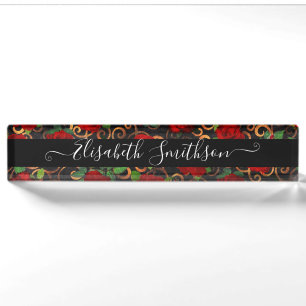 Porte-nom Pour Bureau Chic Distinctif Personnalisé Floral Professionnel