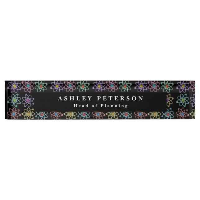 Porte-nom Pour Bureau Chic Elegant Sciences de la structure atomique (Devant)