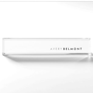 Porte-nom Pour Bureau Chic Professionnel Blanc Moderne Simple Minimalist