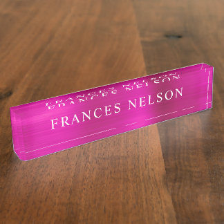 Porte-nom Pour Bureau Chic Serif Look Métallic Rose Chaud
