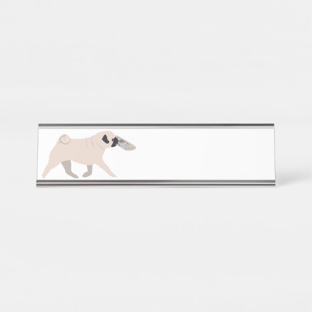 Porte-nom Pour Bureau Chien Carlin (Devant)