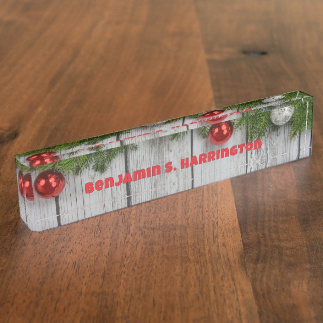 Porte-nom Pour Bureau Christmas Wood Holiday Season (Taille)