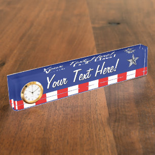 Porte-nom Pour Bureau Chrome Comme Silver Star Festive Couleurs patrioti