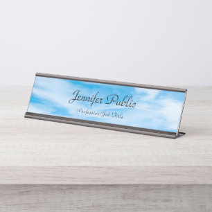 Porte-nom Pour Bureau Ciel bleu nuages blancs Modèle moderne et éléga
