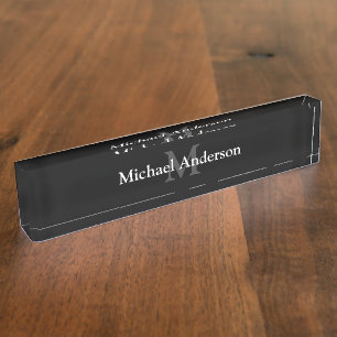 Porte-nom Pour Bureau Classe Mens Monogramme Executive
