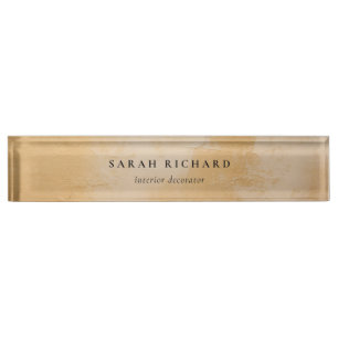 Porte-nom Pour Bureau Classique Artistique Chic Beige Or Paint Entrepris