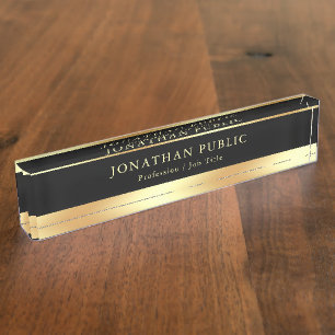 Porte-nom Pour Bureau Classique élégant d'or des textes noirs fascinan