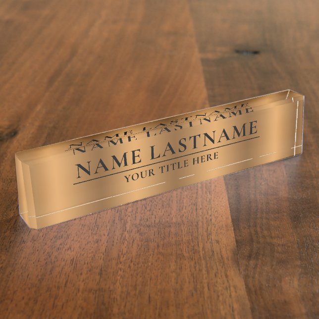 Porte-nom Pour Bureau Classique Elégant Faux Bronze Cuivre Brown (Taille)