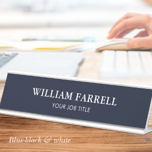 Porte-nom Pour Bureau Classique Professionnel Traditionnel Bleu-Noir Bla
