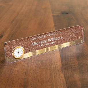 Porte-nom Pour Bureau Classy Executive Venin Leather Look Desk