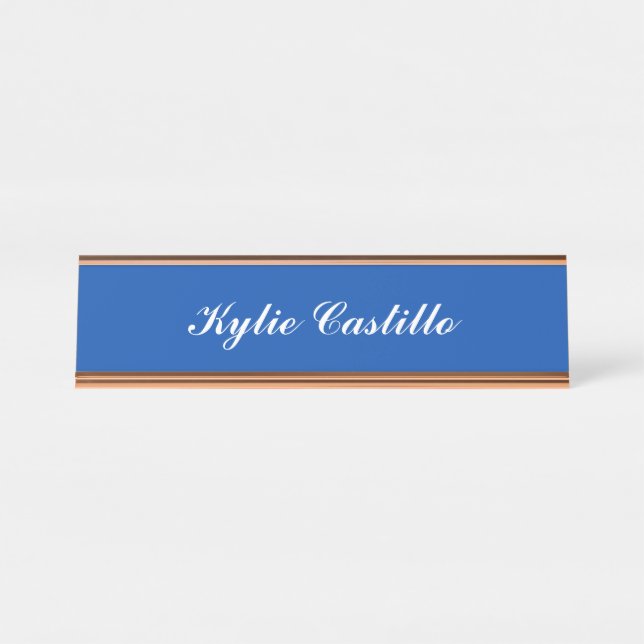 Porte-nom Pour Bureau Cobalt Blue Unique Professional Calligraphy (Devant)