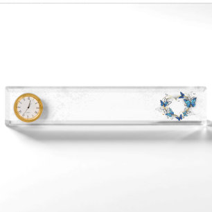 Porte-nom Pour Bureau Coeur bijoux avec papillons Morpho