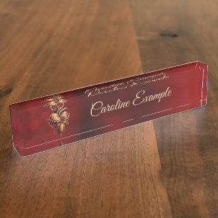Porte-nom Pour Bureau Coeur de passion romance et amour.