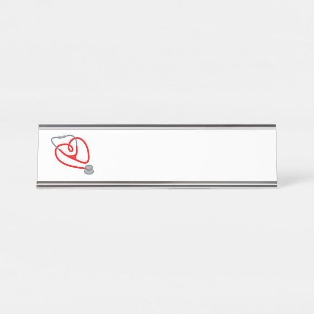 Porte-nom Pour Bureau Coeur stéthoscope (Devant)