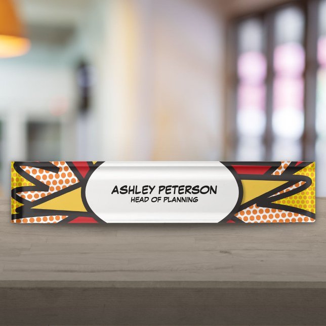Porte-nom Pour Bureau Comédie amusante Retro (Fun Retro Comic Book Desk Name Plate)