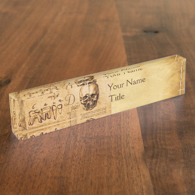 PORTE-NOM POUR BUREAU COMPÉTENCE ET DENTS, CLINIQUE DENTAIRE, MONOGRAMME (Taille)