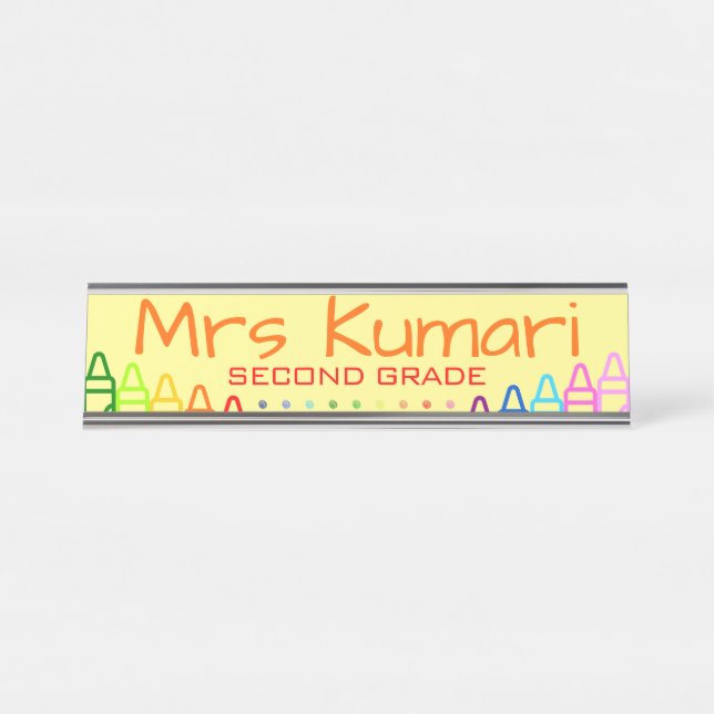 Porte-nom Pour Bureau Conception Crayon de l'enseignant personnalisé (Devant)