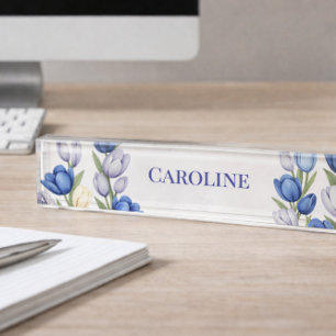 Porte-nom Pour Bureau Conception de bureau de tulipe botanique élégante 