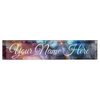 Porte-nom Pour Bureau Conception de galaxie personnalisable